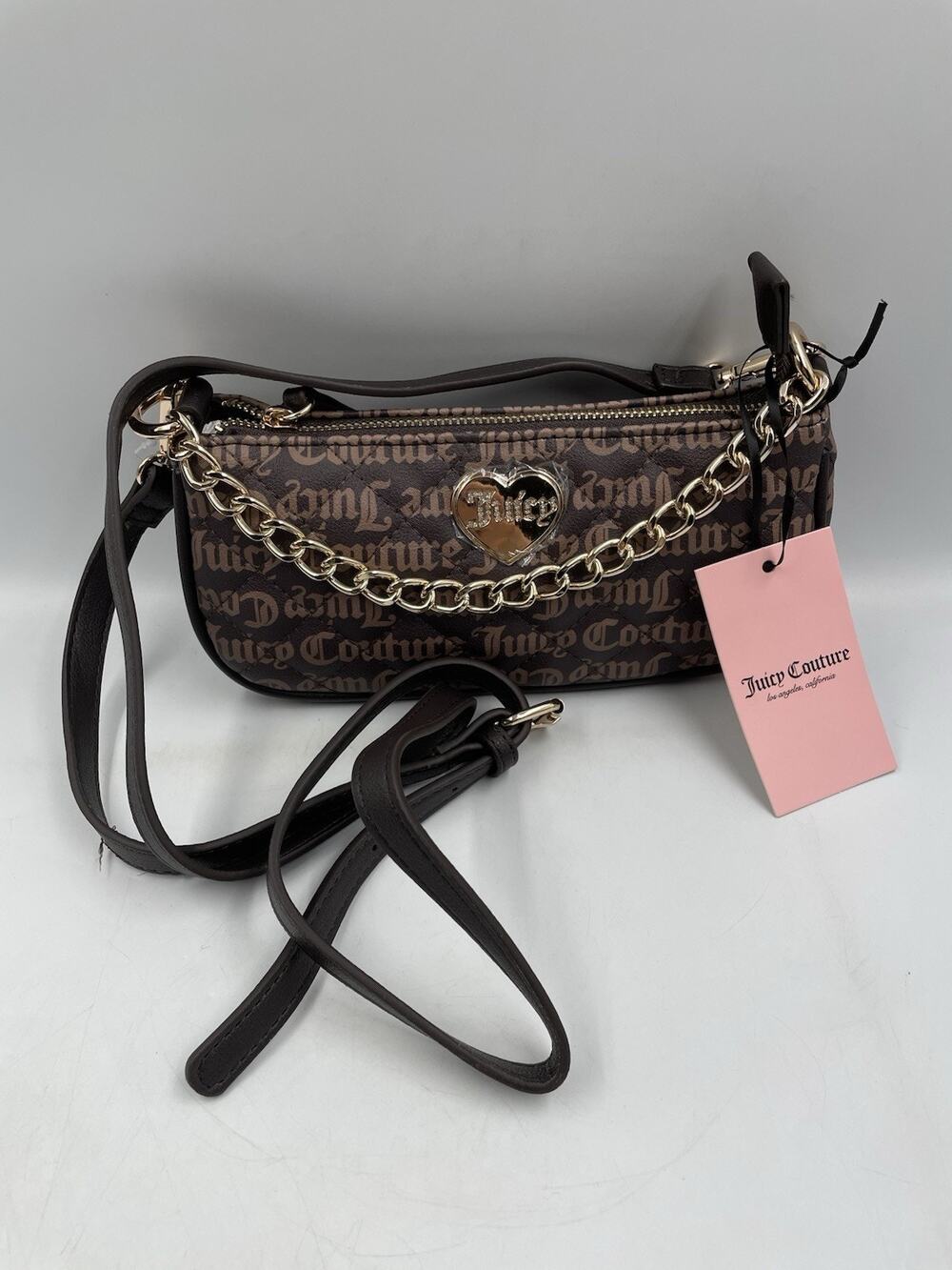 NWT Juicy Couture Love Your Couture Crossbody Bag Chocolate Tonal Gold Hardware